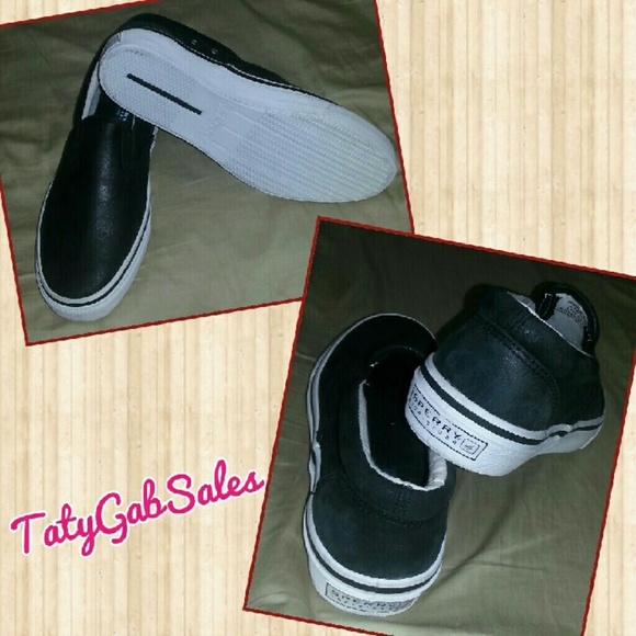 *SOLD* Sperry Striper Leather Slip-On in Black - Picture 4 of 4