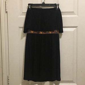 Bandeau top dress w/ tribal belted waist.