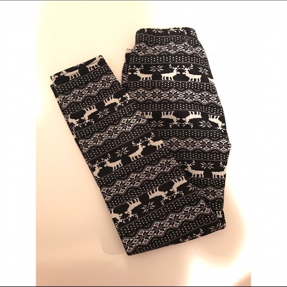 Winter Snowflake Print Fleece Lined Leggings Pants