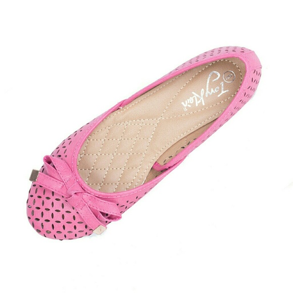 Women Ballerina Ballet Bow Flats, b-1612, Fuchsia - Picture 2 of 4