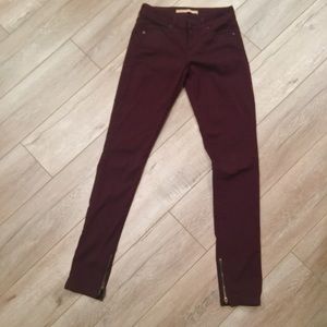 Vince skinny jeans with ankle zip in burgundy