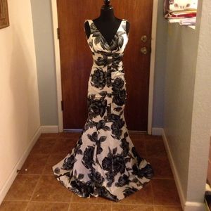 Floral black and white gown