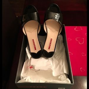 Prada Patent Leather Platform Slides