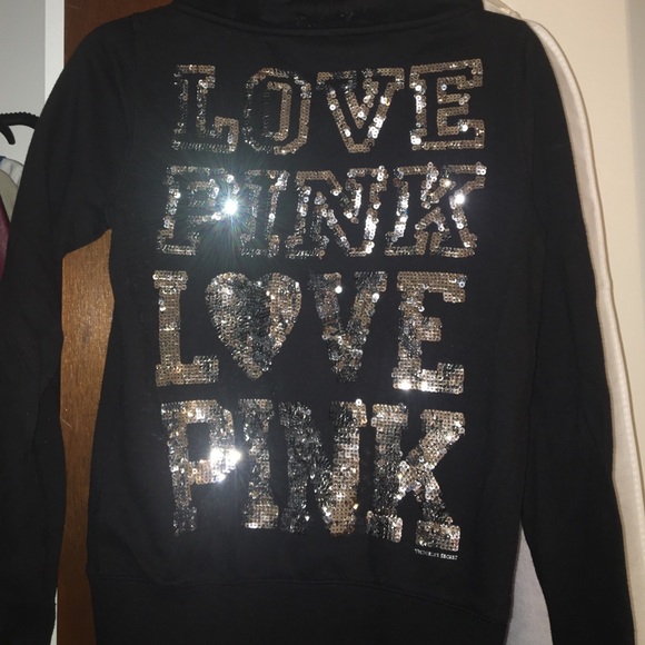 Victoria's Secret PINK-black sparkly zip up hoodie