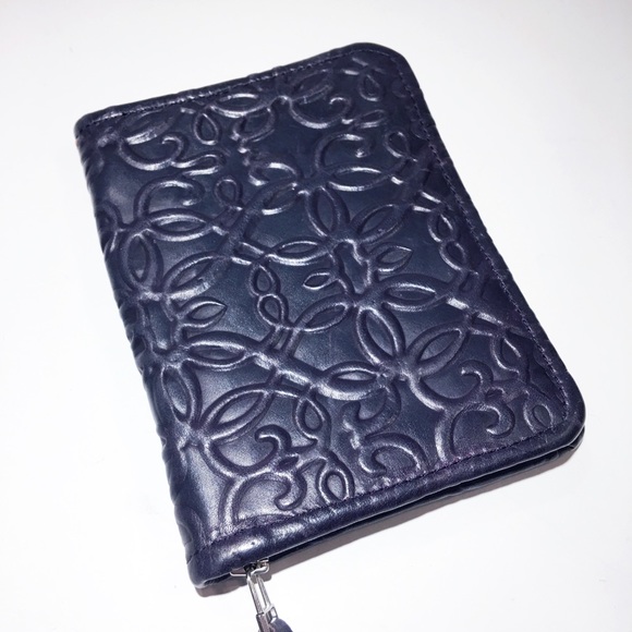 Purple Alex & Ani Gabriel Leather Zip Wallet