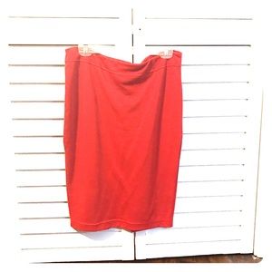 F21 Fire Red Pencil Skirt