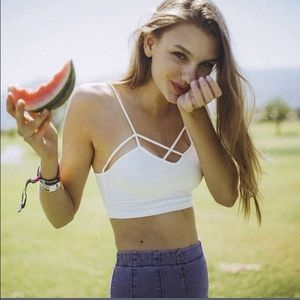 White & Black Cross-Crop Tops