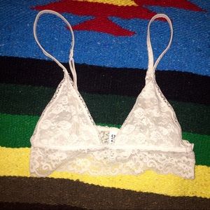 White lace triangle bralette