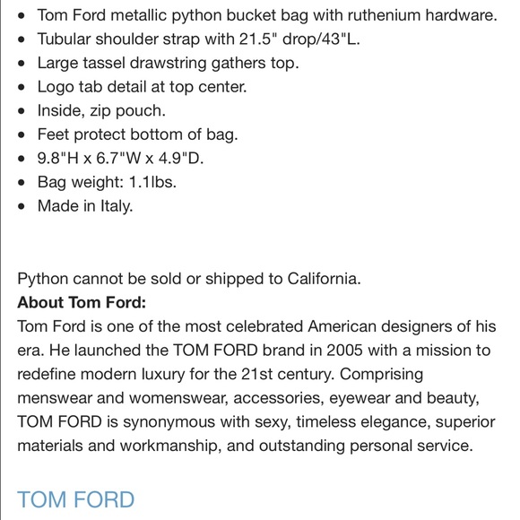 Tom Ford python double tassel bucket bag - Picture 2 of 7