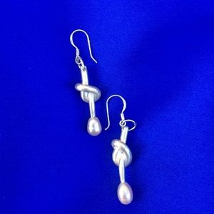 Handmade 3D knot design 99% silver earrings