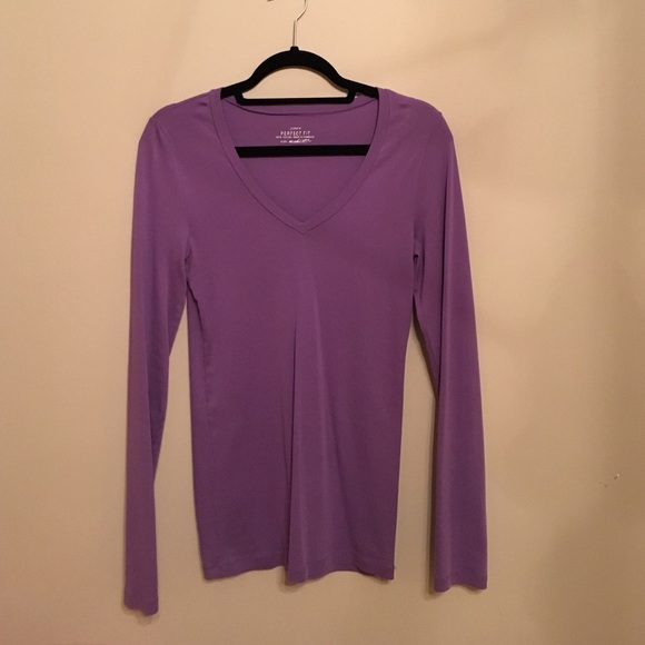 JCrew "Perfect Fit" long sleeve purple shirt