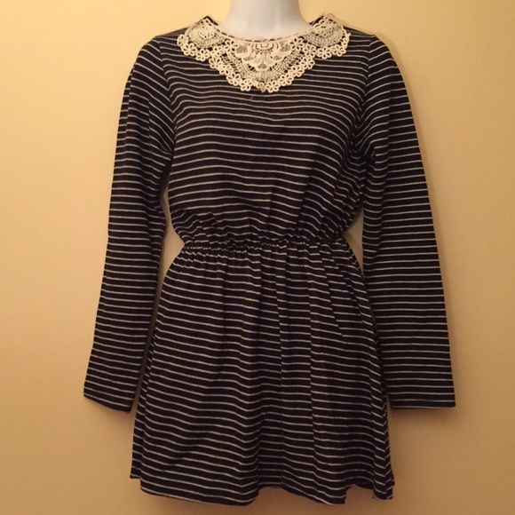 Stripe dress with lace
