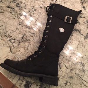 Women's Harley Davidson lace up leather knee boots
