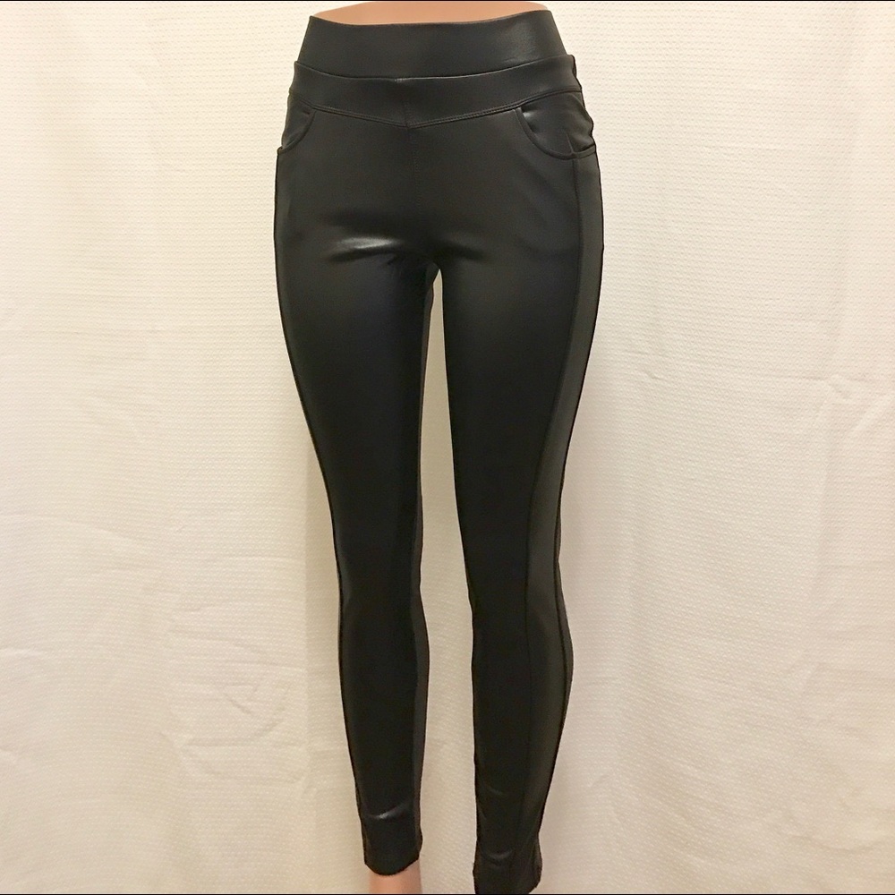 Faux Leather Stretch Leggings - Picture 3 of 6