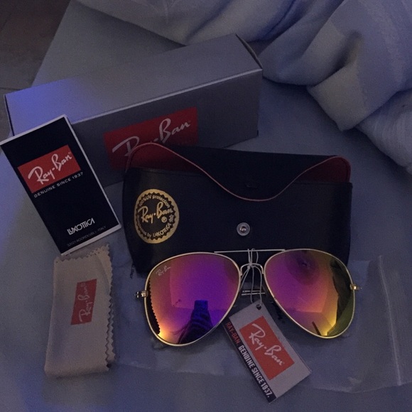 Raybans pink yellow mirror