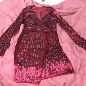 Nwot beautiful burgundy velvet dress