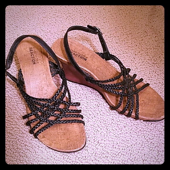 Braided strap wedge sandals