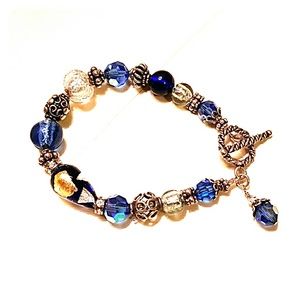 Murano glass and silver bead bracelet