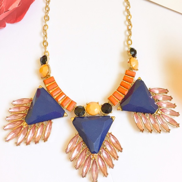 Blue Triangle Statement Necklace - Picture 2 of 2