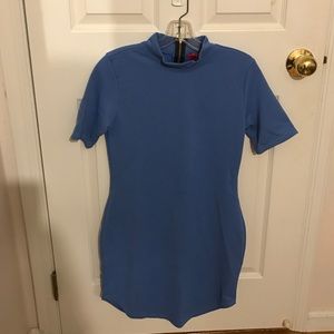 Boohoo Blue Mock Neck Dress