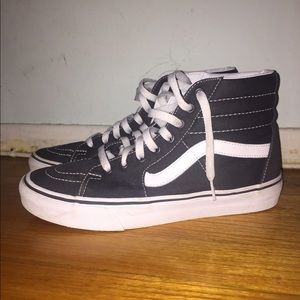 Sk8-HI Gray & white Vans.