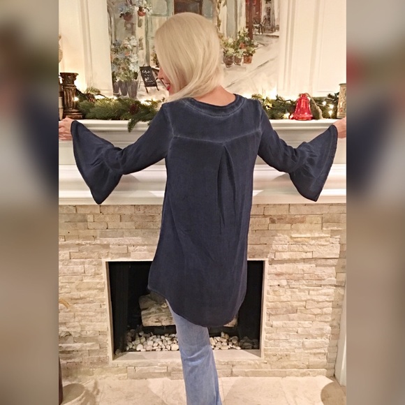 Mineral wash tie front tunic/dress! Lined! LAST 1 - Picture 4 of 4