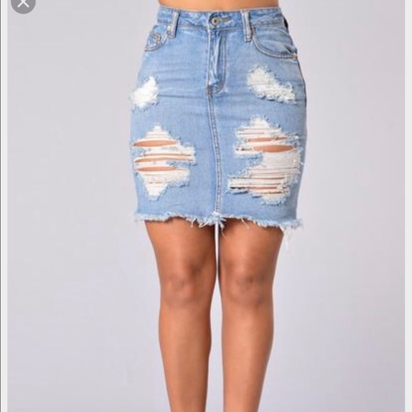 ripped blue jean skirt