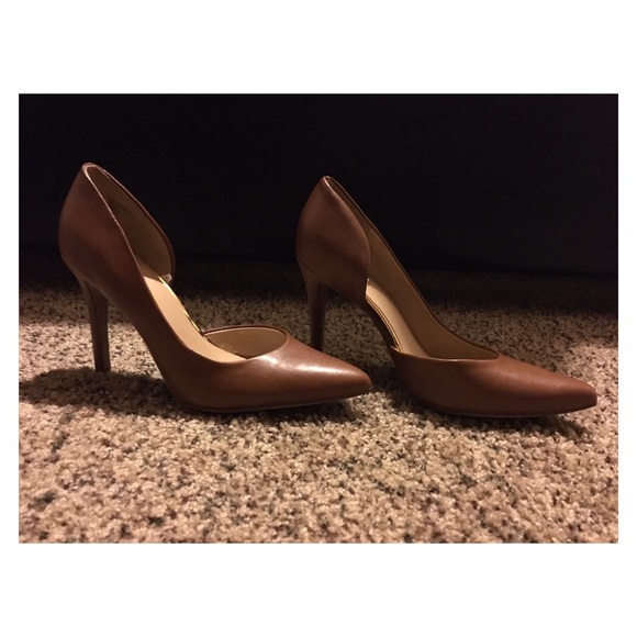 Brown and gold women's heels
