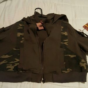 Camouflage Hooded Mid Cropped Jacket