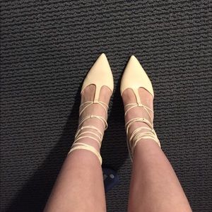 Nude Covered Lace-Up Heels