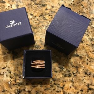 Swarovski crystal rose gold ring, size 52, nwt.