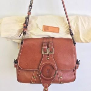 Frye brown saddle leather handbag with dust bag