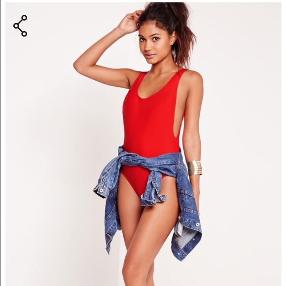 Missguided Red Swimsuit