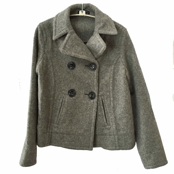Gap recycled wool gray heather boxy peacoat