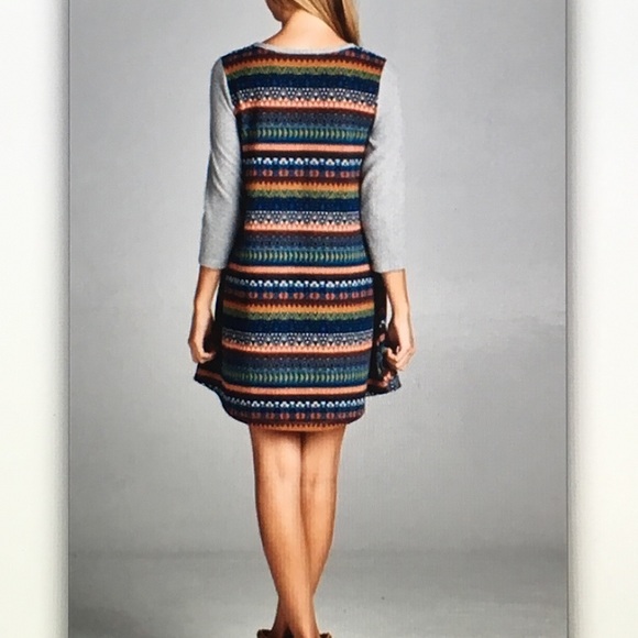 🍭Gray/rainbow🍭pattern tunic blouse - Picture 3 of 4