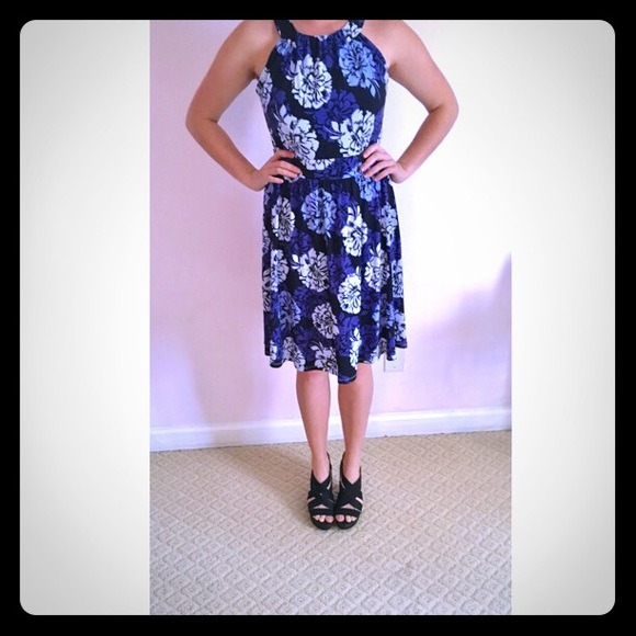 Blue Floral Banana Republic Dress