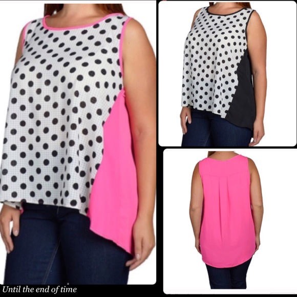 Tops - Plus size polka dot print top