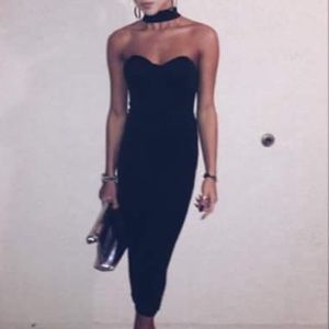 J Lux Label Black Choker Dress Sz S LBD