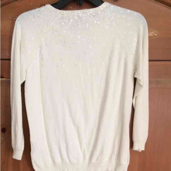 Gap Cream Sequined 3/4 Sleeve Sweater - Medium - Picture 3 of 3