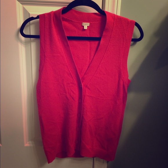 J Crew pink vest cardigan sweater