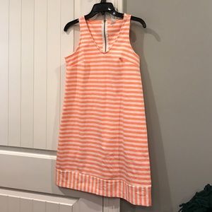 Coral and white striped dress
