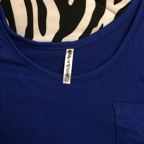 Royal Blue Flowy top w/pocket  NWOT Sz L - Picture 5 of 5