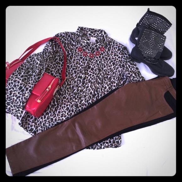❣️Leather Colorblock Pant