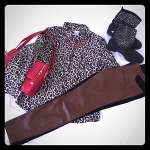 ❣️Leather Colorblock Pant