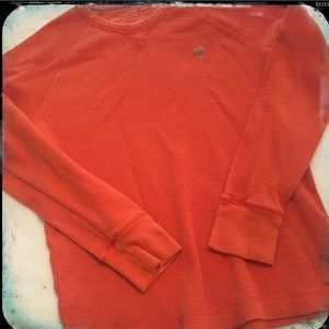 AE Orange Vintage Fit Waffle Knit Long Sleeve