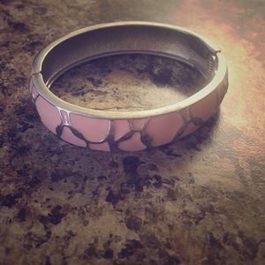 Pink and silver clasp bangle