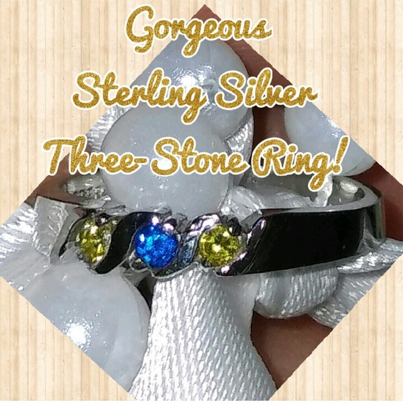 Gorgeous Vintage Sterling Silver 3-Stone Ring!