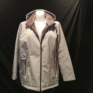 Fleece lined jacket with zip off hood.