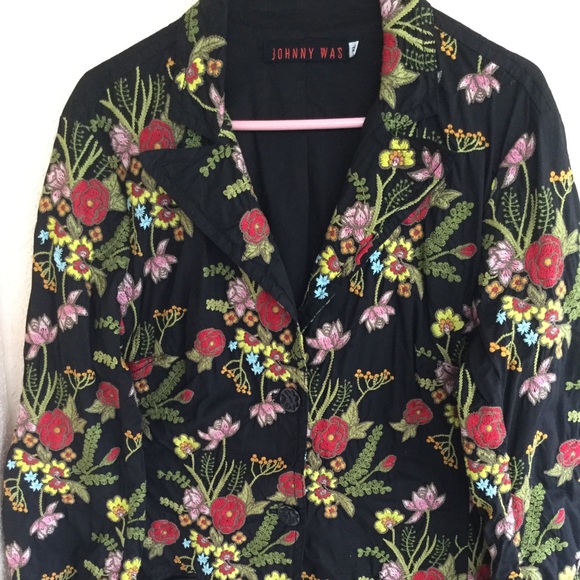 embroidered black coat