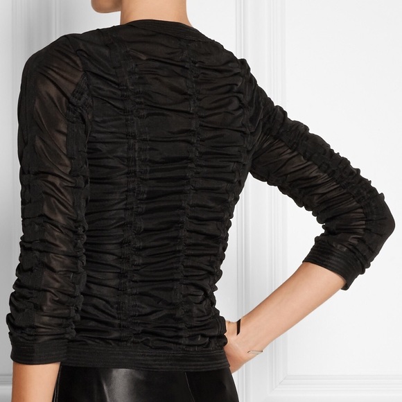 ALEXANDER WANG RUCHED STRETCH-TULLE BLACK JACKET